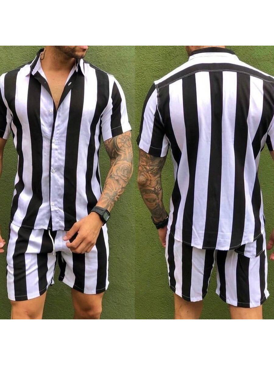 Conjunto Masculino listrada e slim fit tecido que nao amassa em viscose