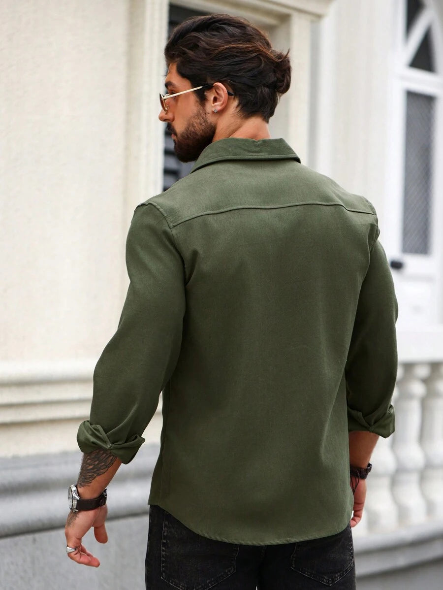 Camisa Masculina de Manga Longa em Linho Madri