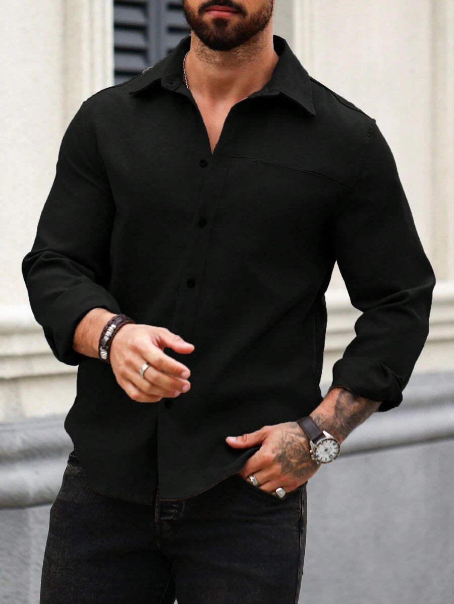 Camisa Masculina de Manga Longa em Linho Madri