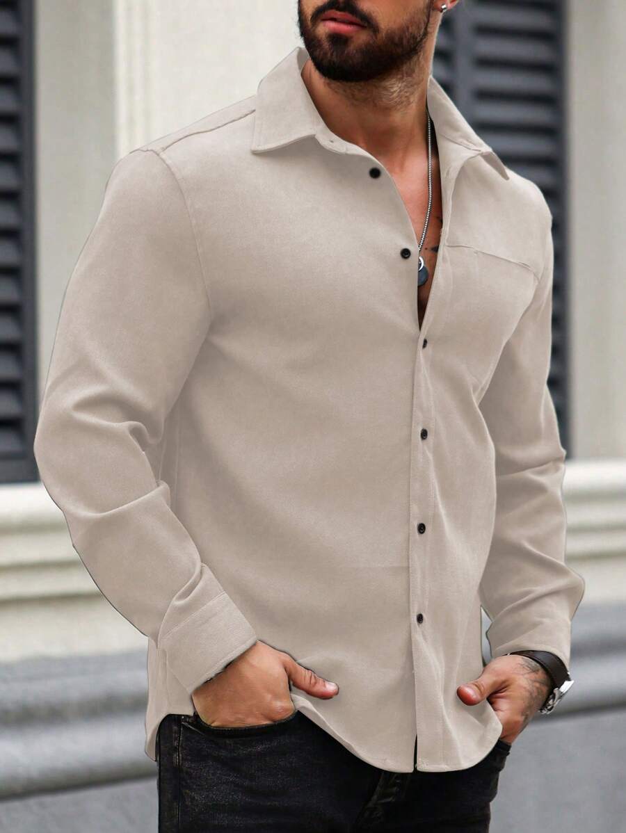 Camisa Masculina de Manga Longa em Linho Madri