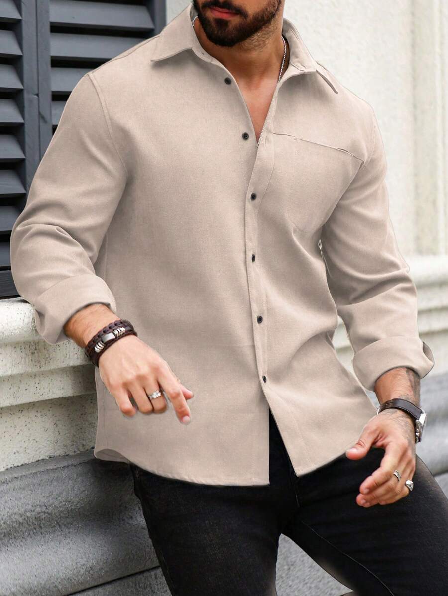 Camisa Masculina de Manga Longa em Linho Madri