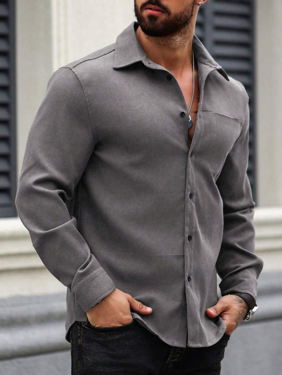 Camisa Masculina de Manga Longa em Linho Madri