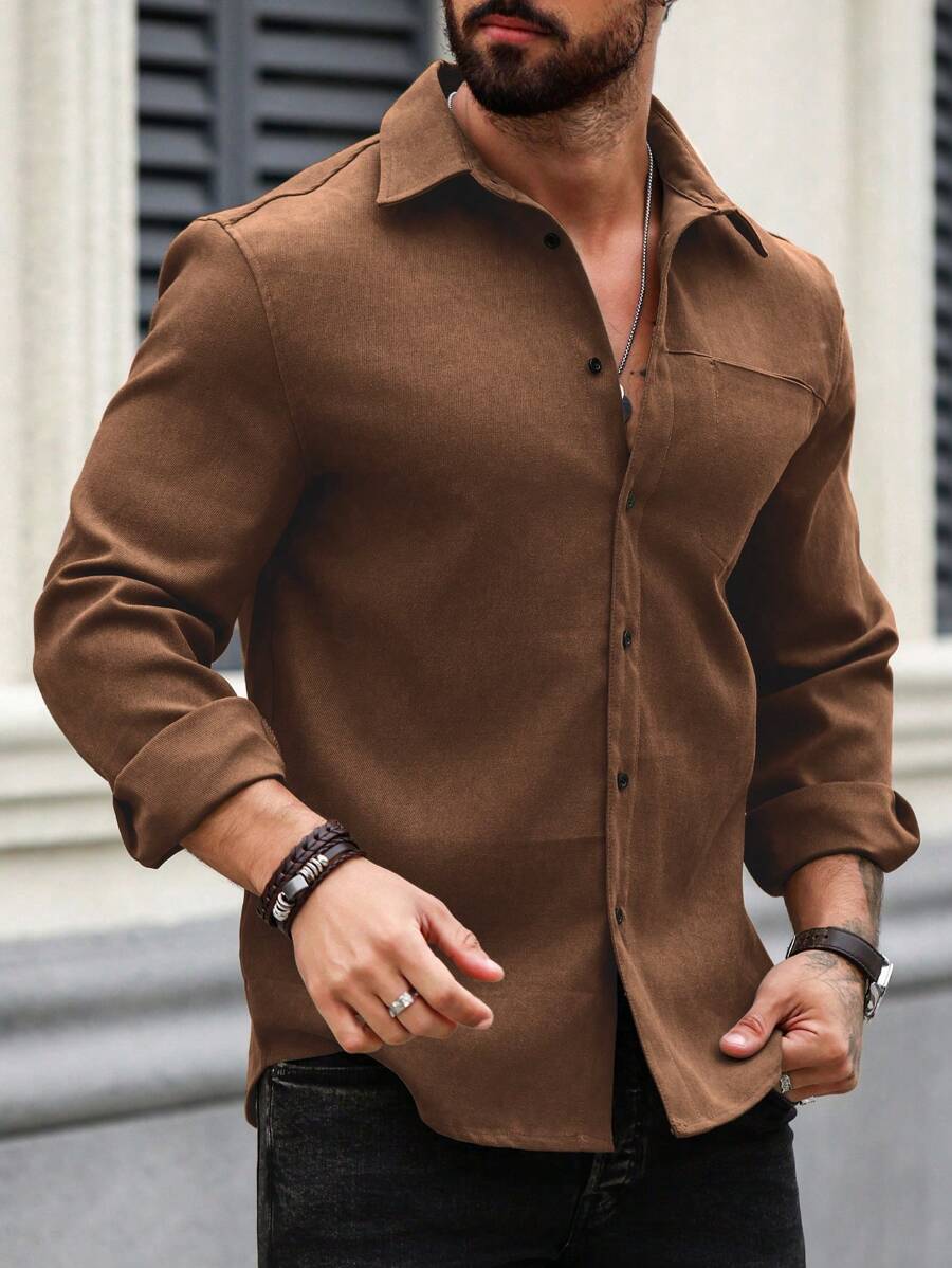 Camisa Masculina de Manga Longa em Linho Madri