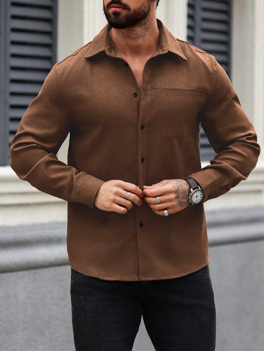 Camisa Masculina de Manga Longa em Linho Madri