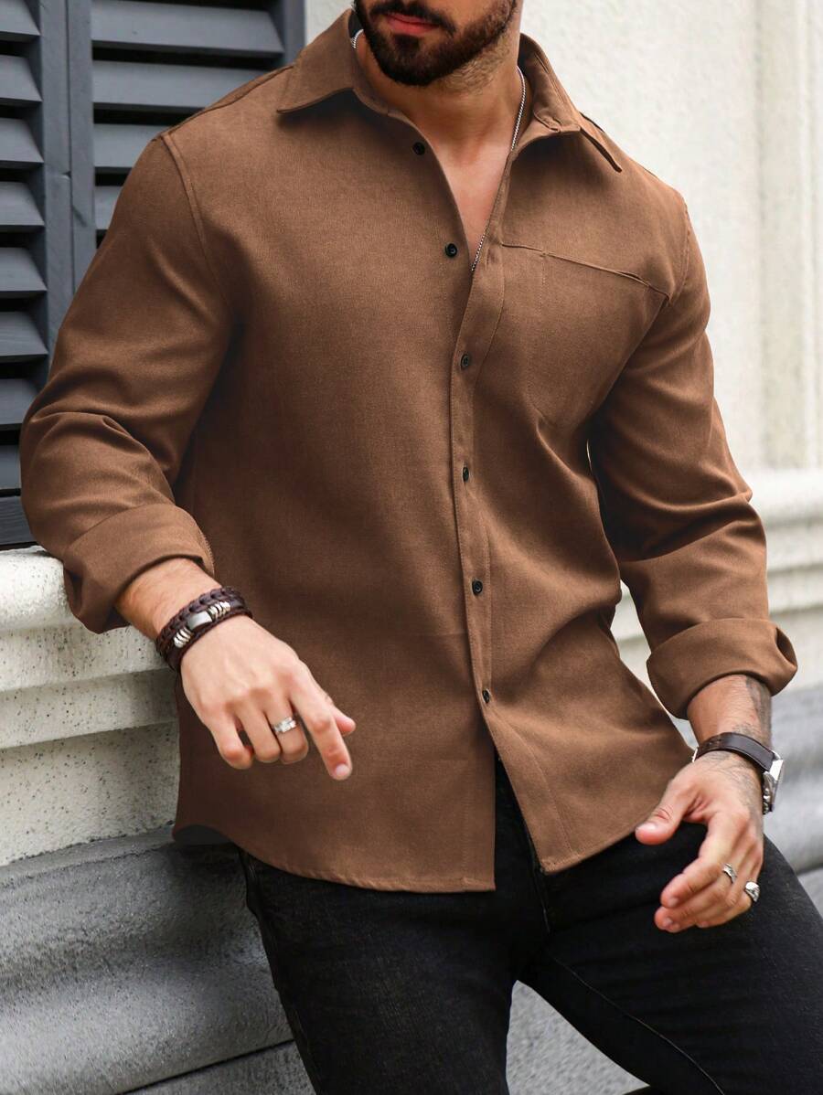 Camisa Masculina de Manga Longa em Linho Madri