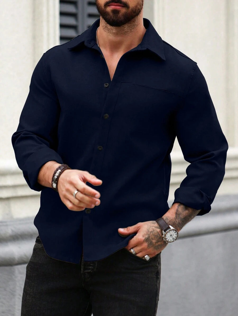 Camisa Masculina de Manga Longa em Linho Madri