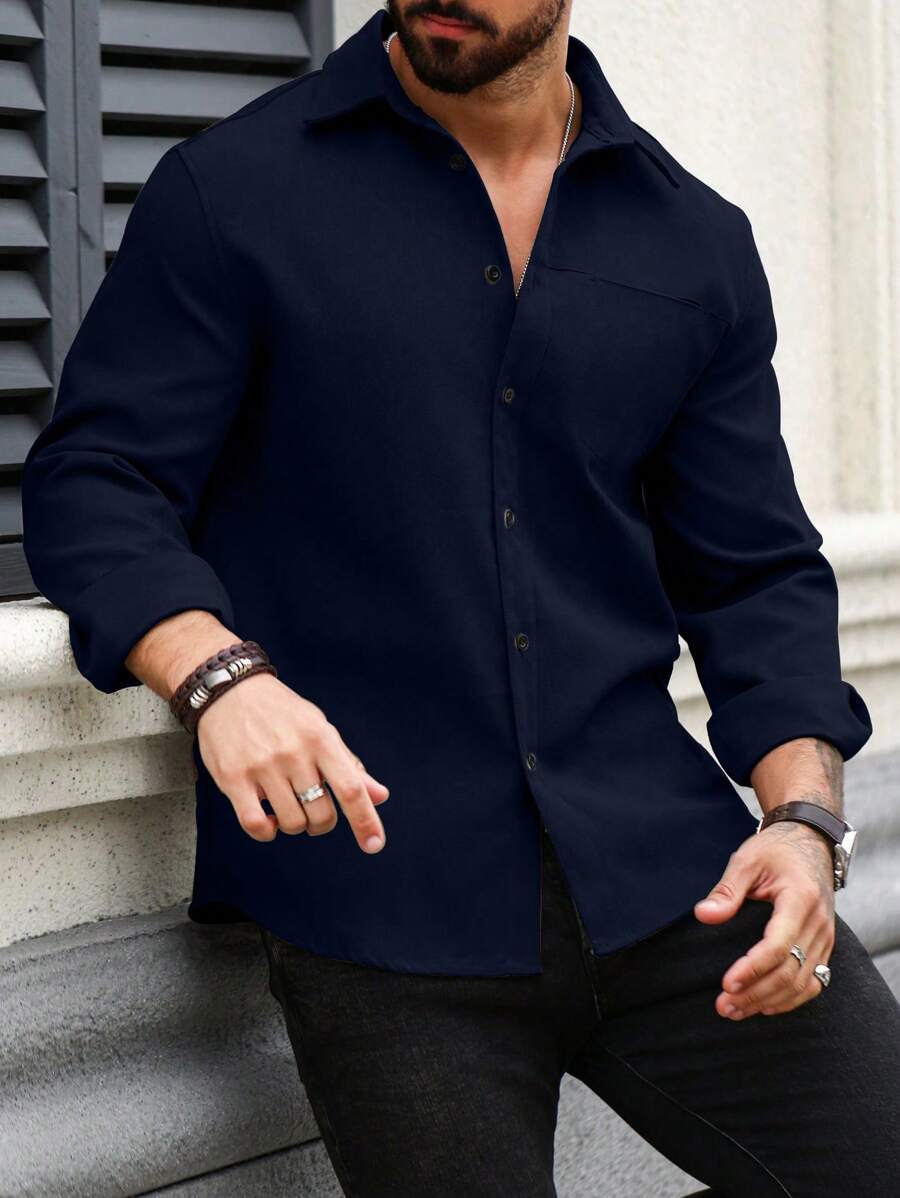 Camisa Masculina de Manga Longa em Linho Madri