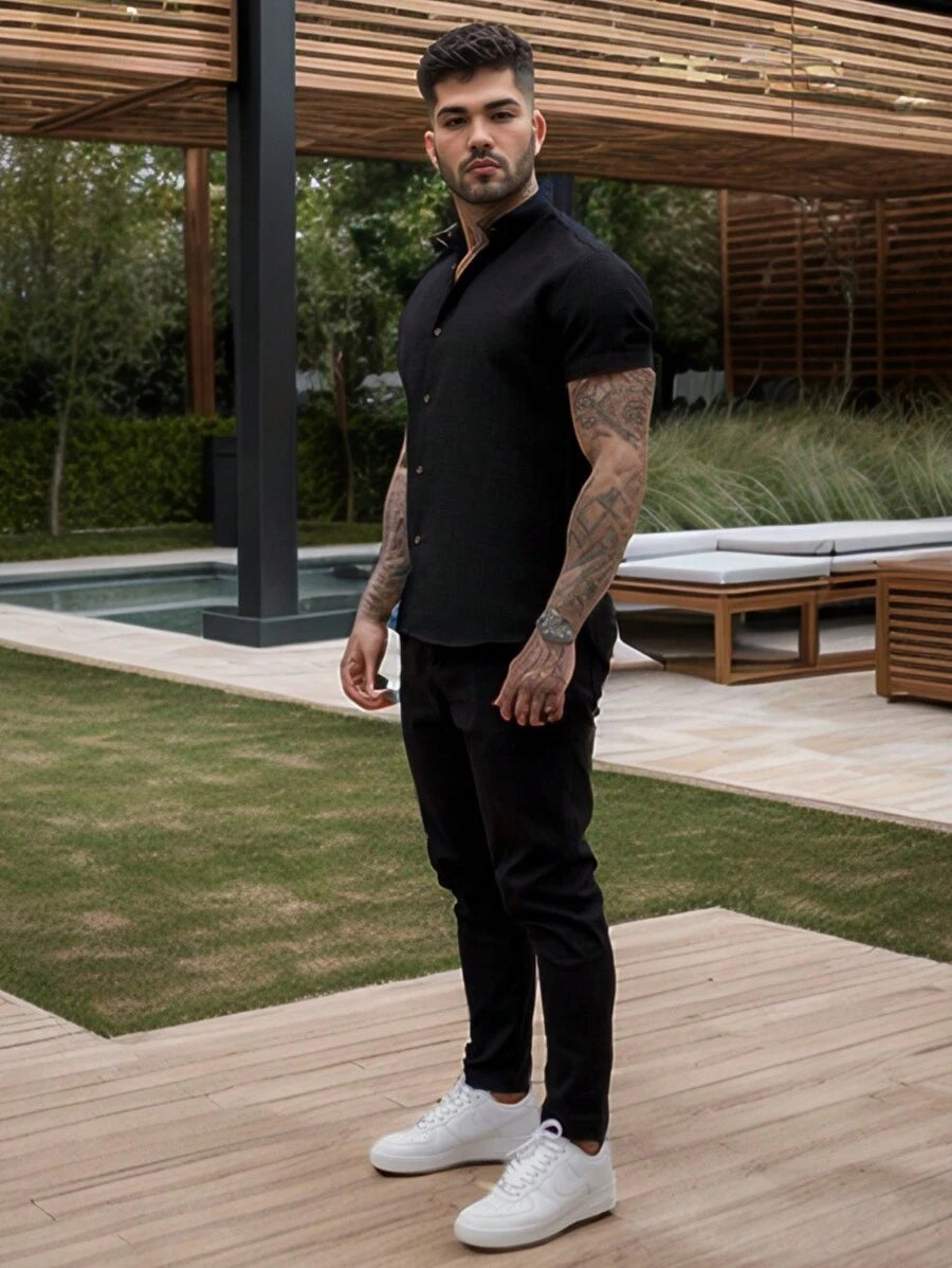 Camisa Masculina Gola Padre Manga Curta Doral