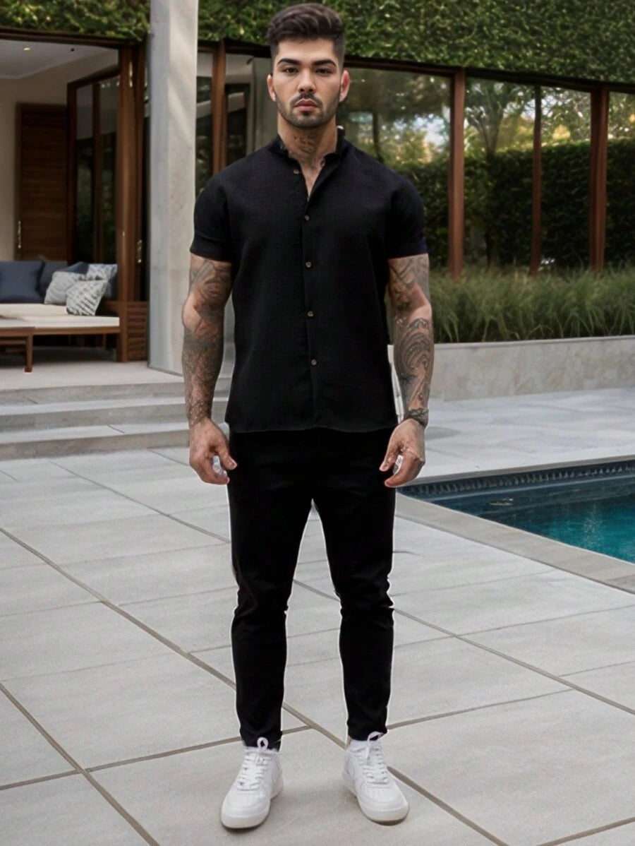 Camisa Masculina Gola Padre Manga Curta Doral