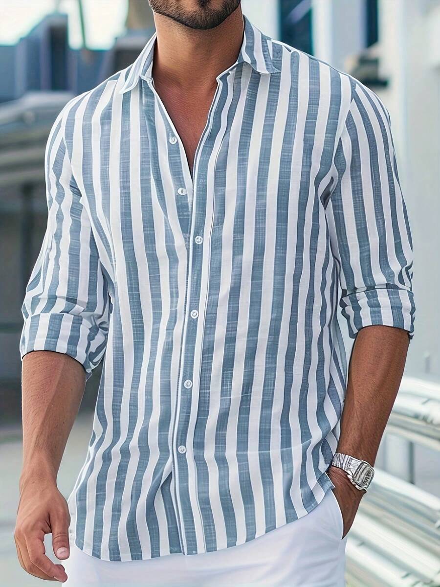 Camisa Masculina de Linho e Algodão Miami
