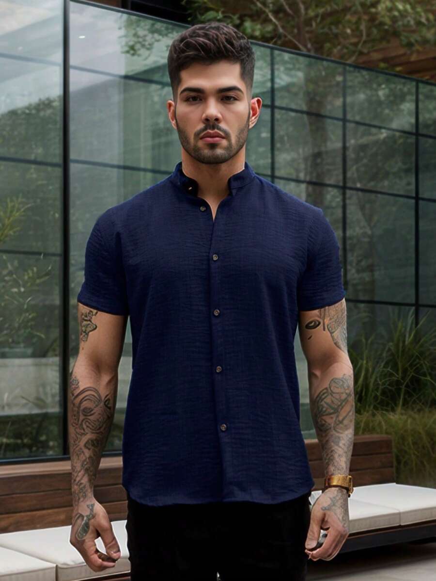 Camisa Masculina Gola Padre Manga Curta Doral