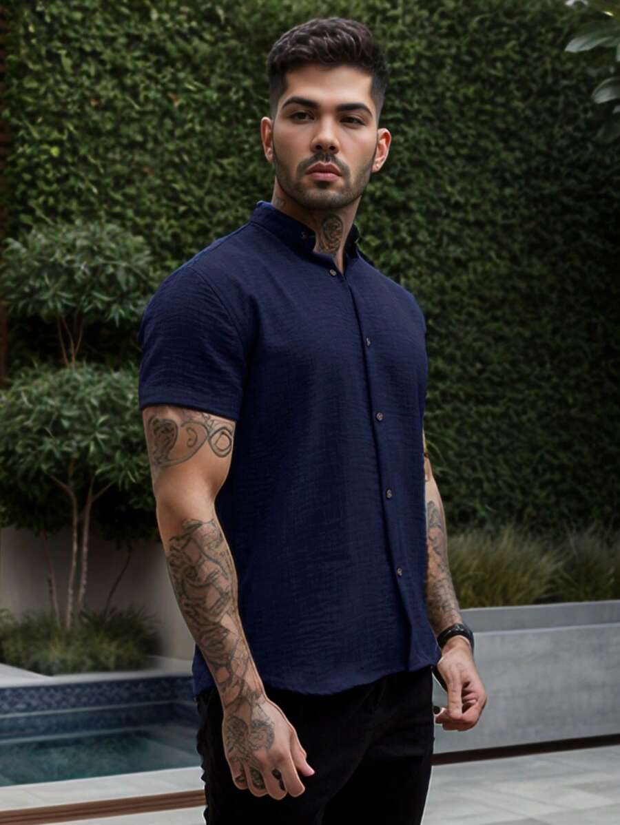 Camisa Masculina Gola Padre Manga Curta Doral