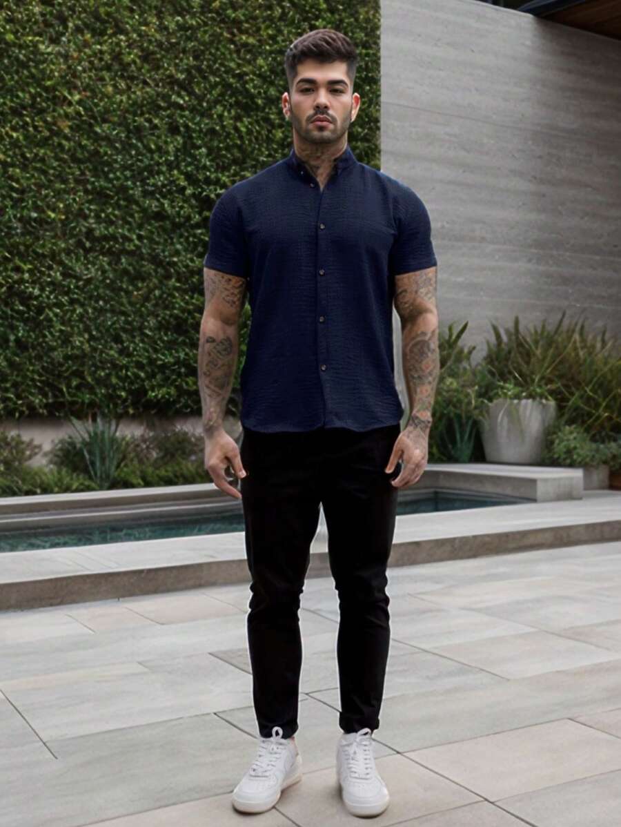 Camisa Masculina Gola Padre Manga Curta Doral