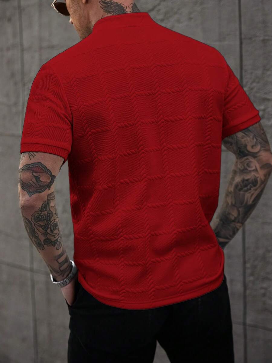 Camisa Masculina Estilo Polo de Manga Curta com Gola Padre