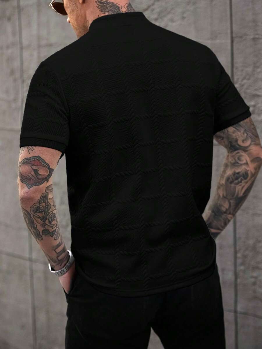 Camisa Masculina Estilo Polo de Manga Curta com Gola Padre