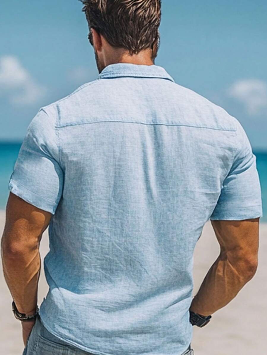 Camisa Masculina Top Havaiana de Praia de Manga Curta