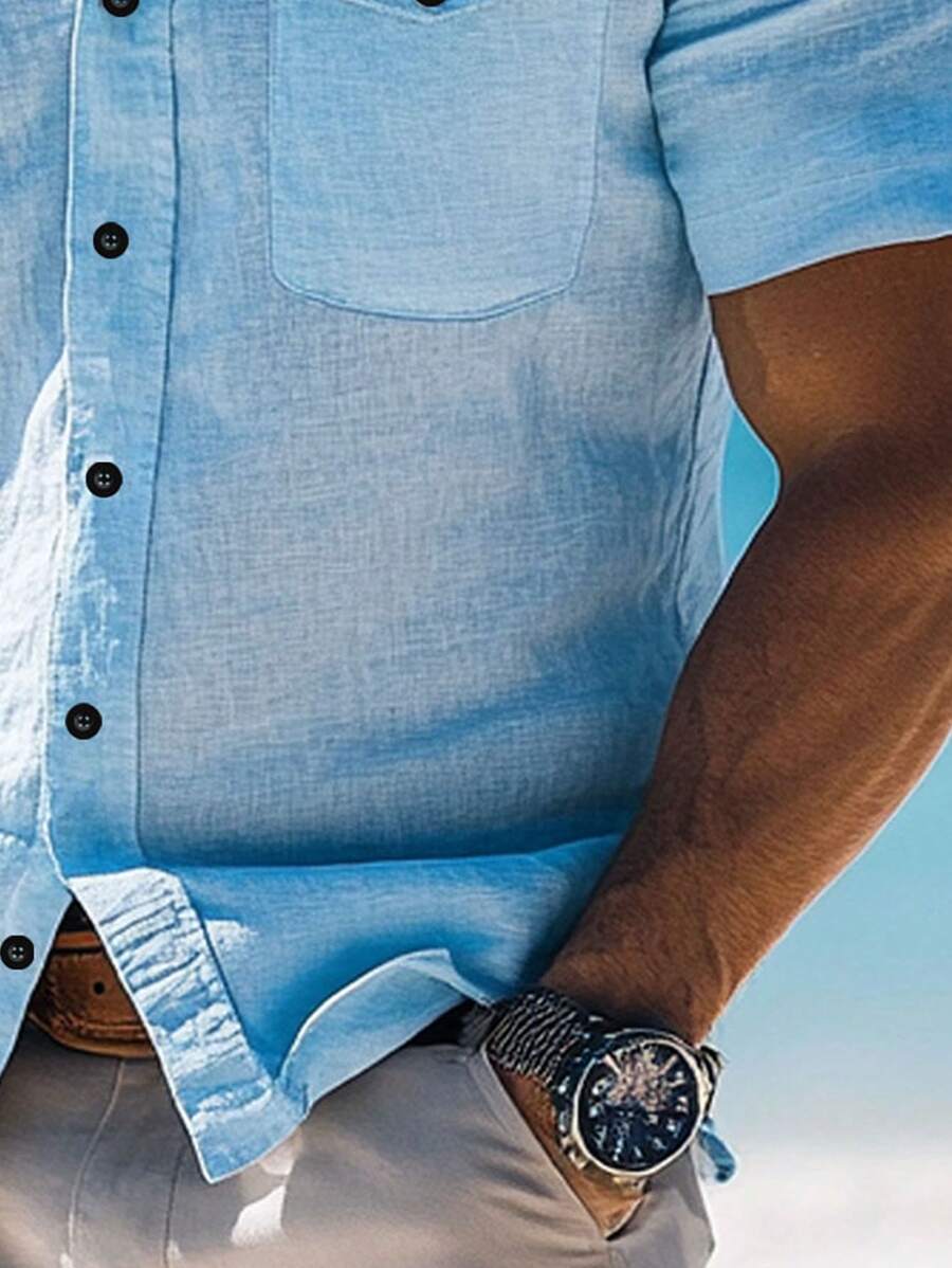 Camisa Masculina Top Havaiana de Praia de Manga Curta