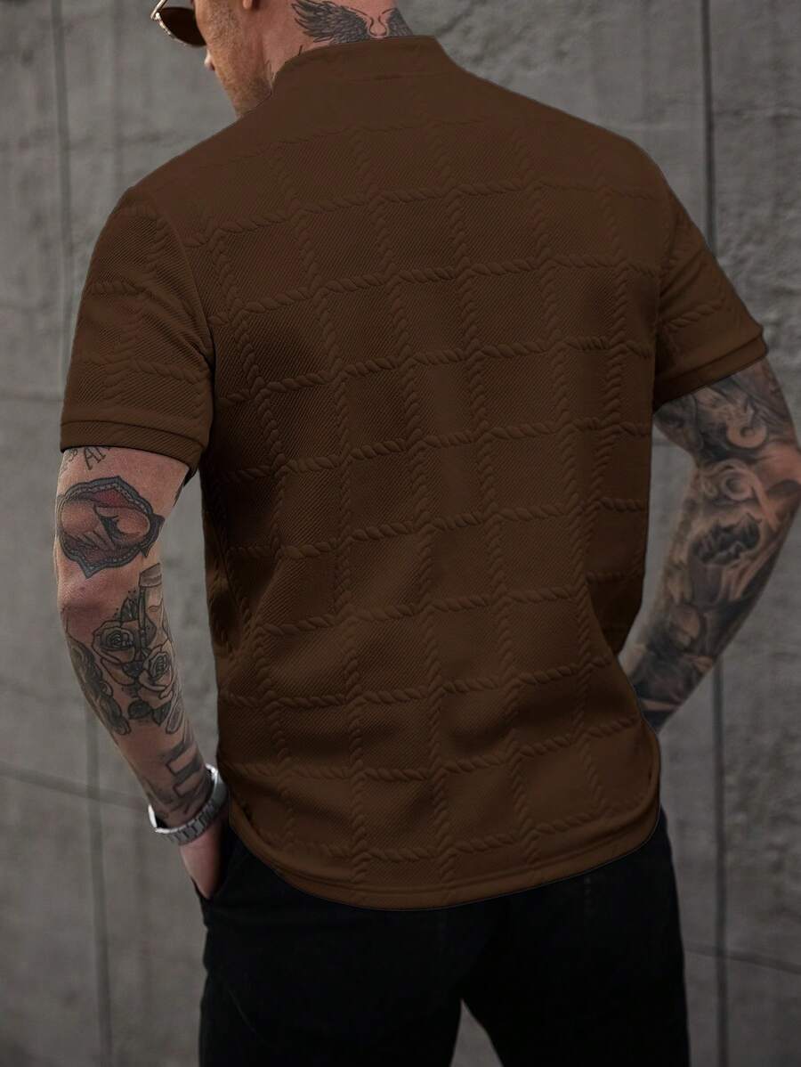 Camisa Masculina Estilo Polo de Manga Curta com Gola Padre