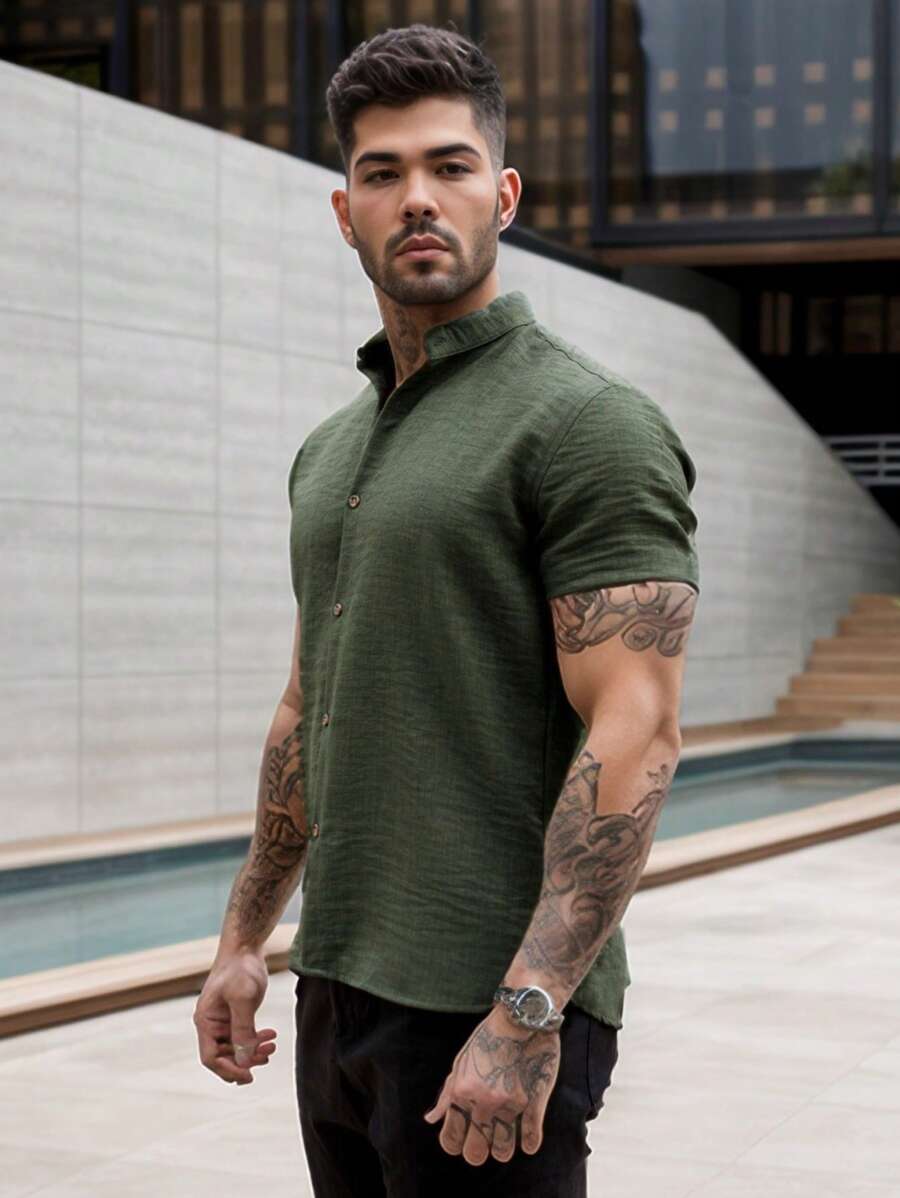 Camisa Masculina Gola Padre Manga Curta Doral