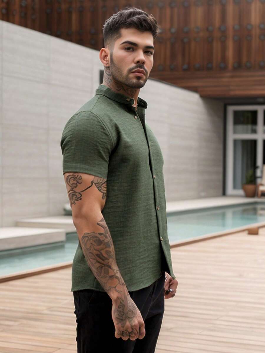 Camisa Masculina Gola Padre Manga Curta Doral