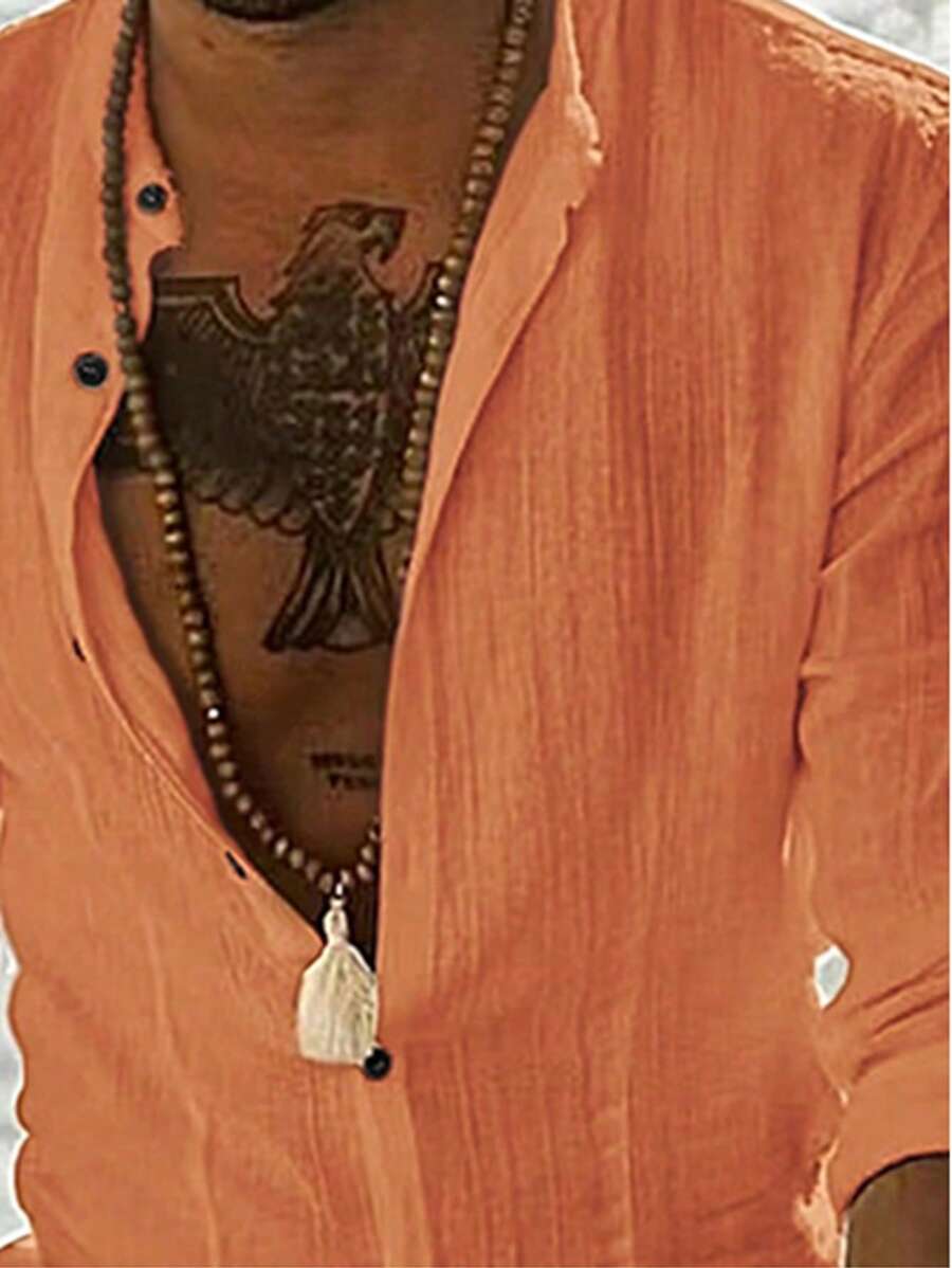 Camisa de Manga Longa Casual Minimalista com Listras Maratá