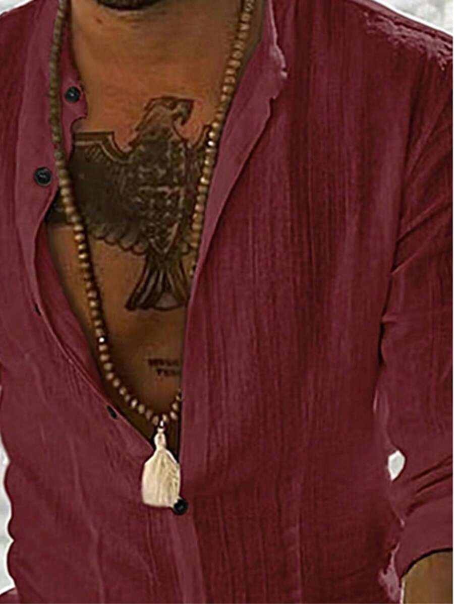 Camisa de Manga Longa Casual Minimalista com Listras Maratá