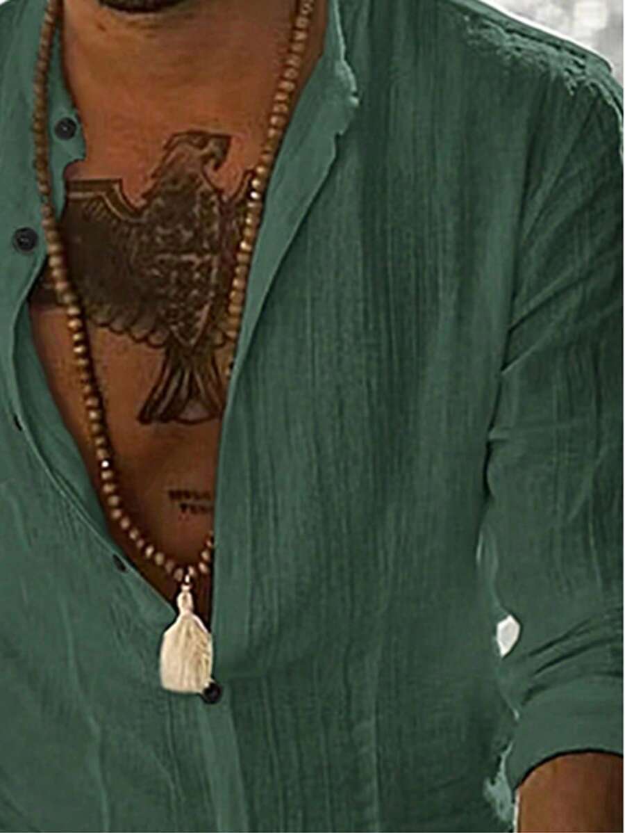 Camisa de Manga Longa Casual Minimalista com Listras Maratá