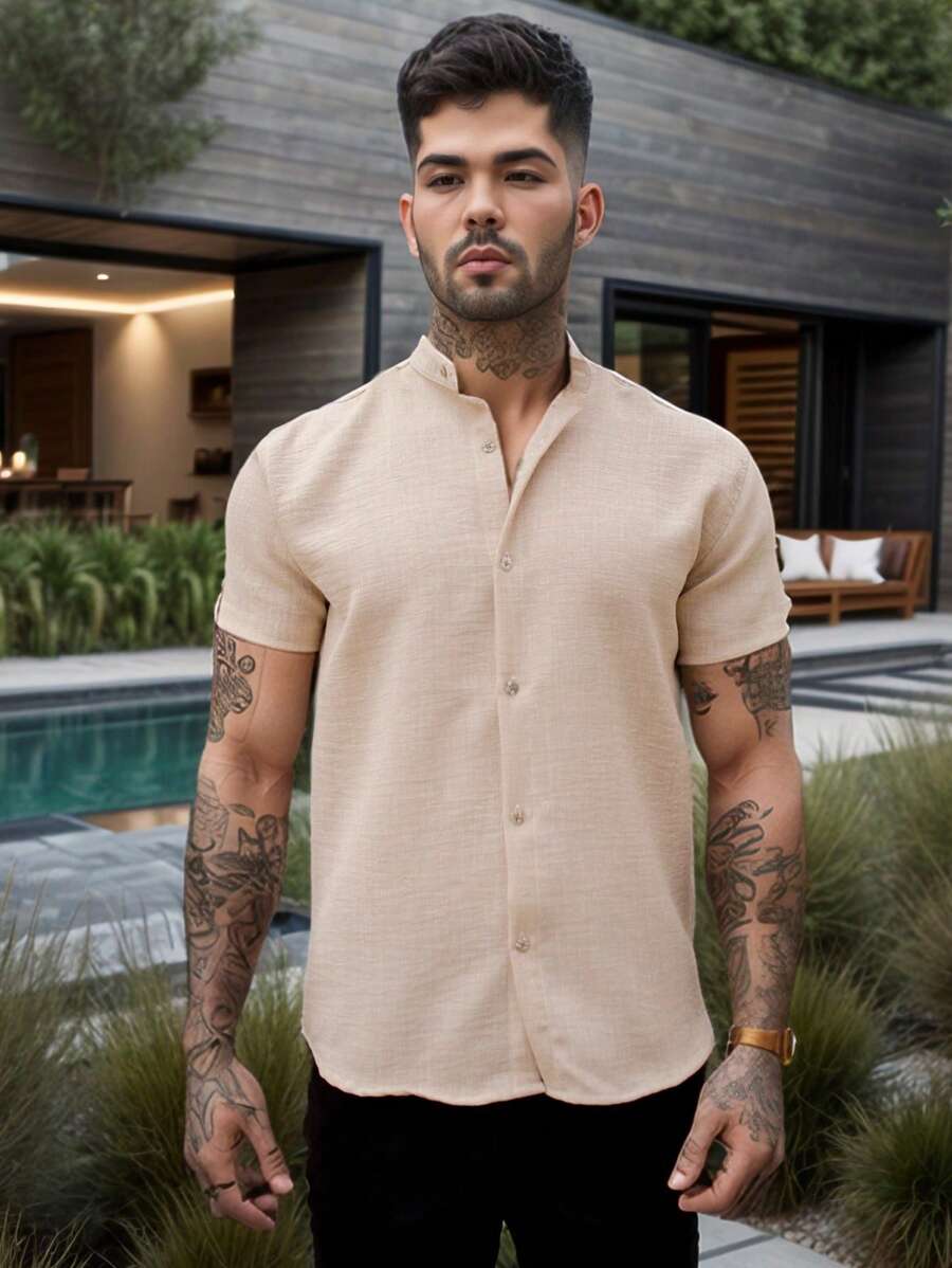 Camisa Masculina Gola Padre Manga Curta Doral