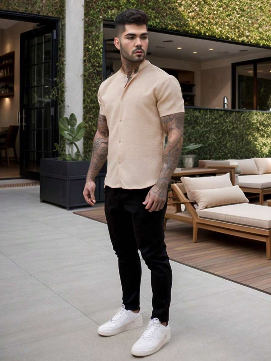 Camisa Masculina Gola Padre Manga Curta Doral