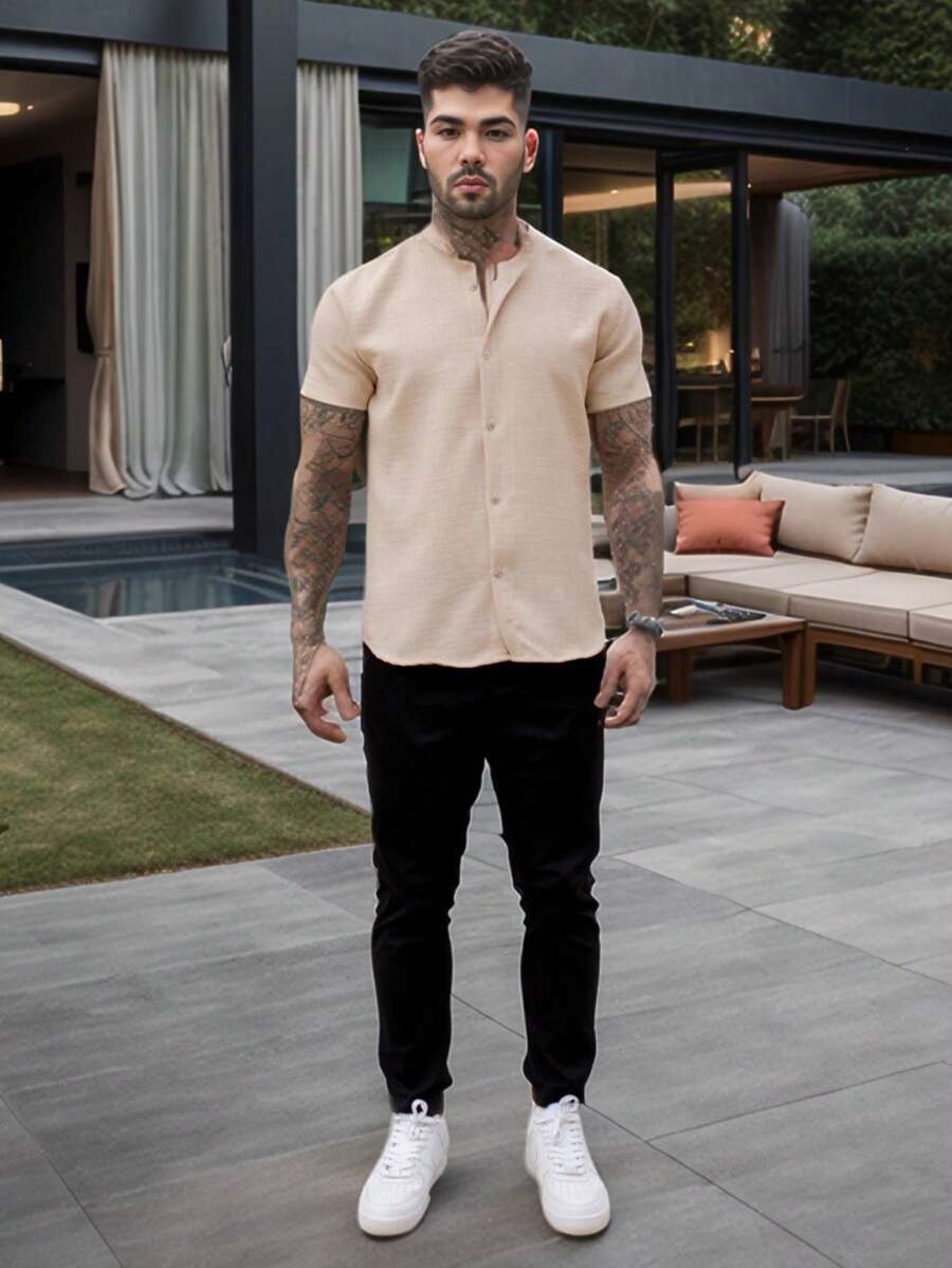 Camisa Masculina Gola Padre Manga Curta Doral