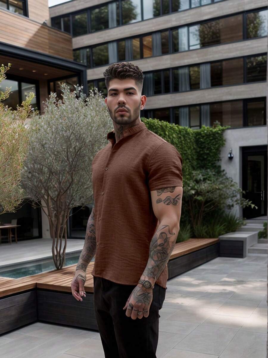 Camisa Masculina Gola Padre Manga Curta Doral