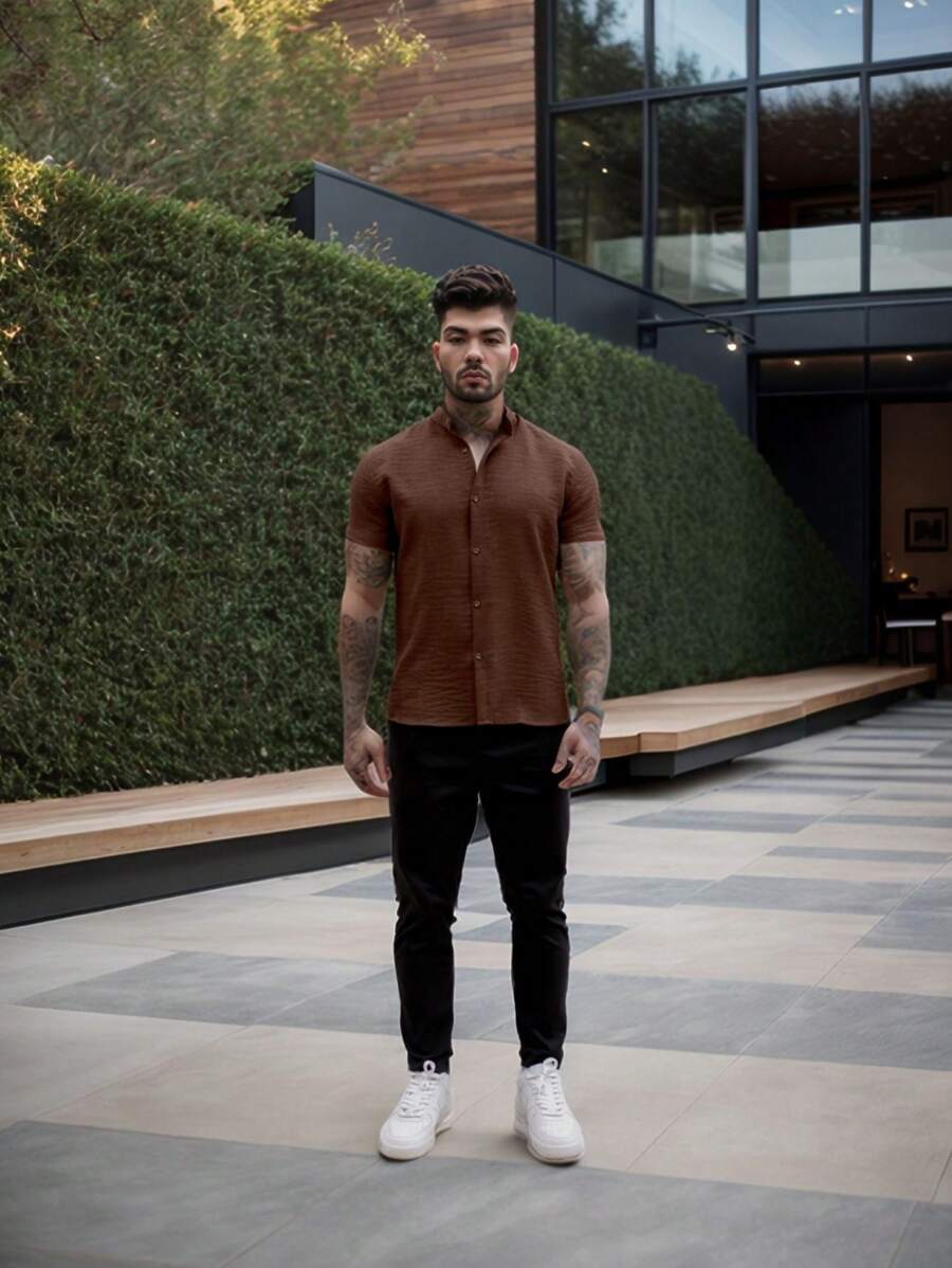 Camisa Masculina Gola Padre Manga Curta Doral