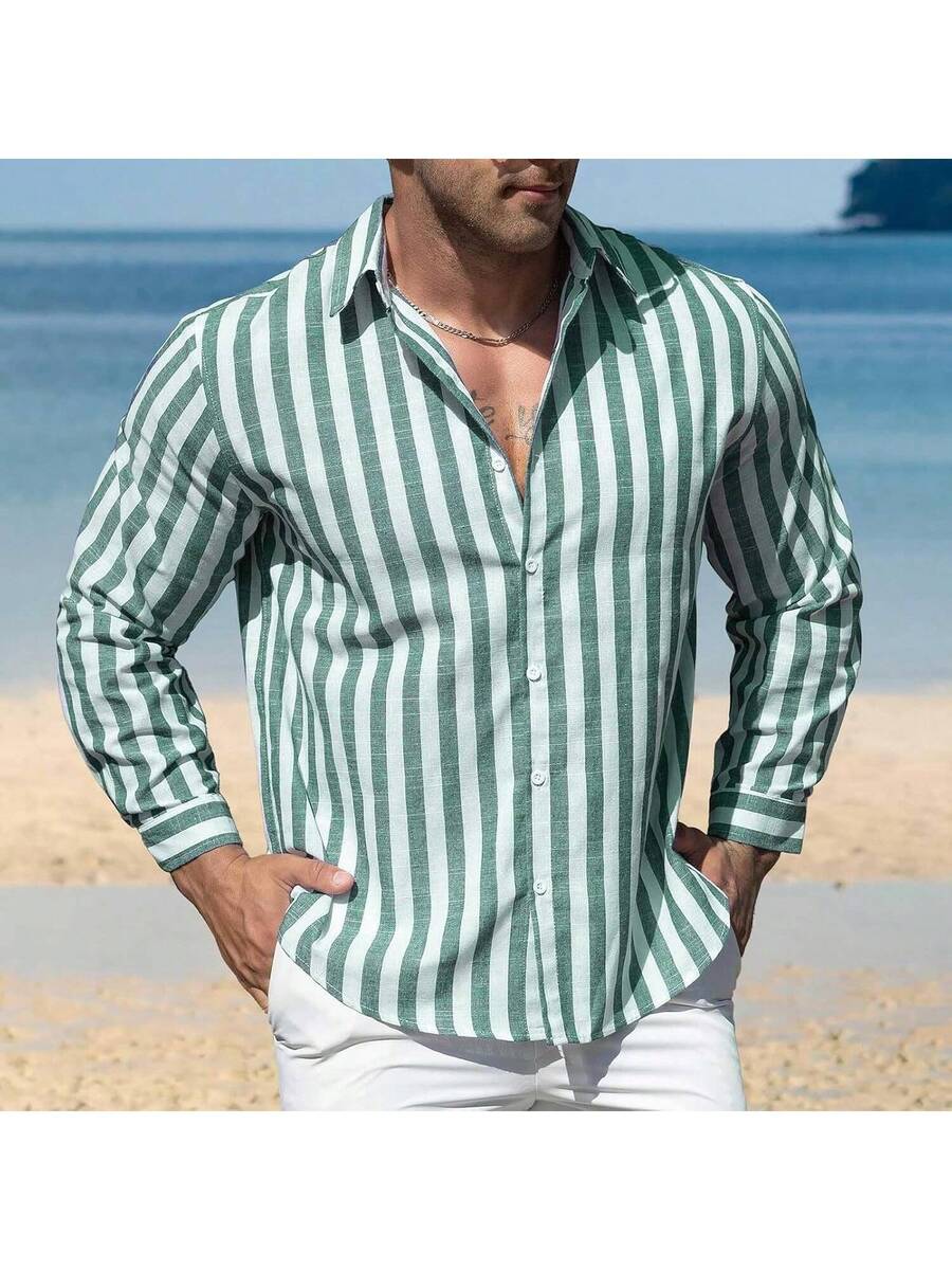 Camisa Masculina de Linho e Algodão Miami