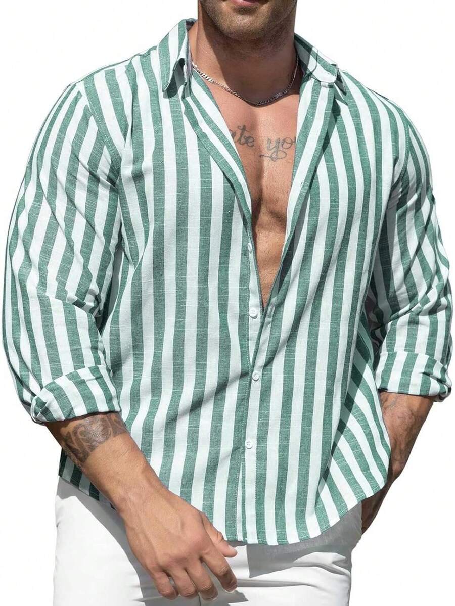 Camisa Masculina de Linho e Algodão Miami