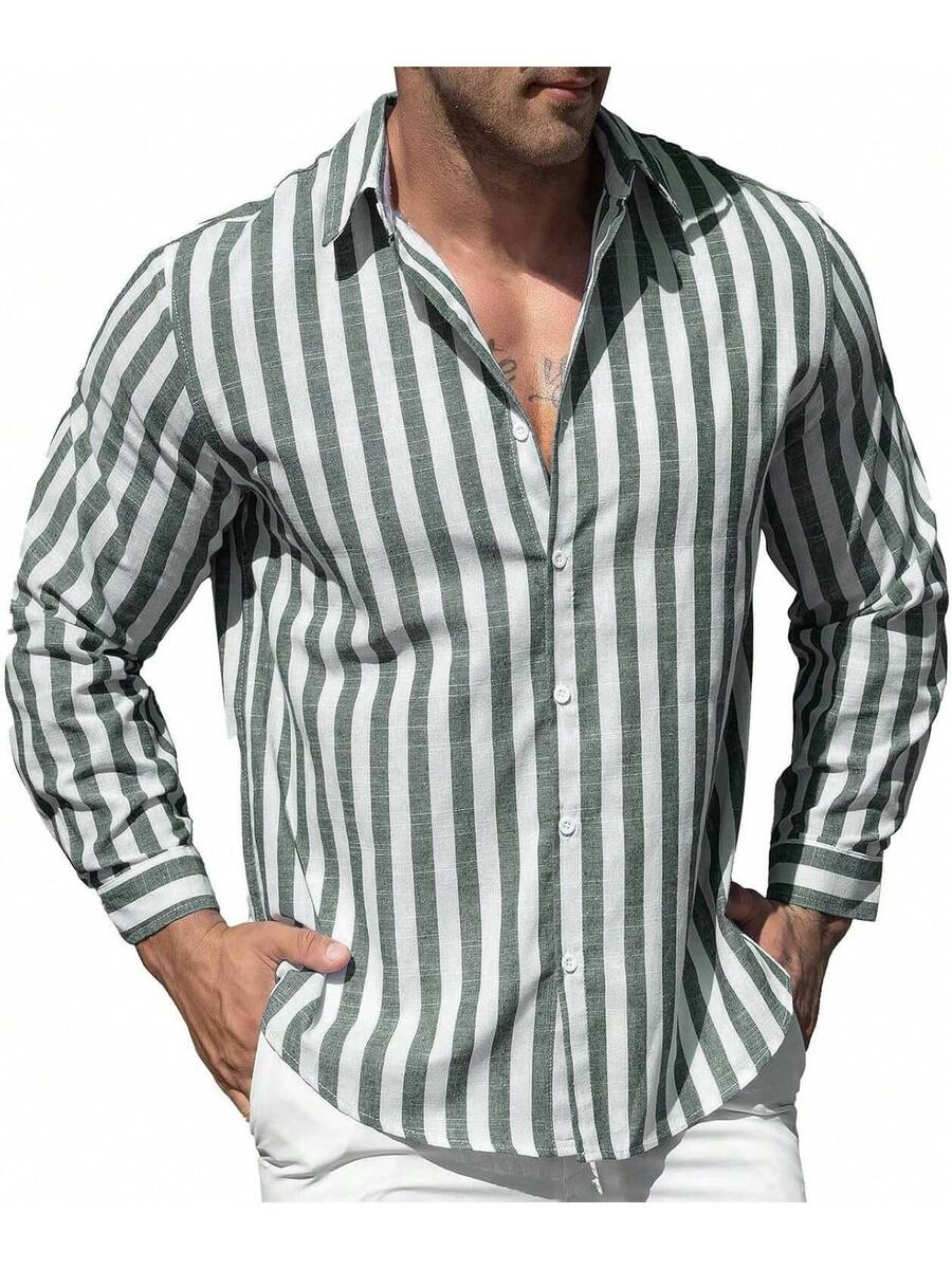 Camisa Masculina de Linho e Algodão Miami