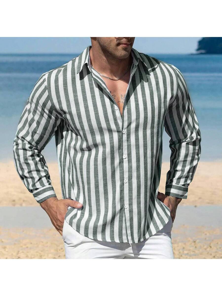 Camisa Masculina de Linho e Algodão Miami