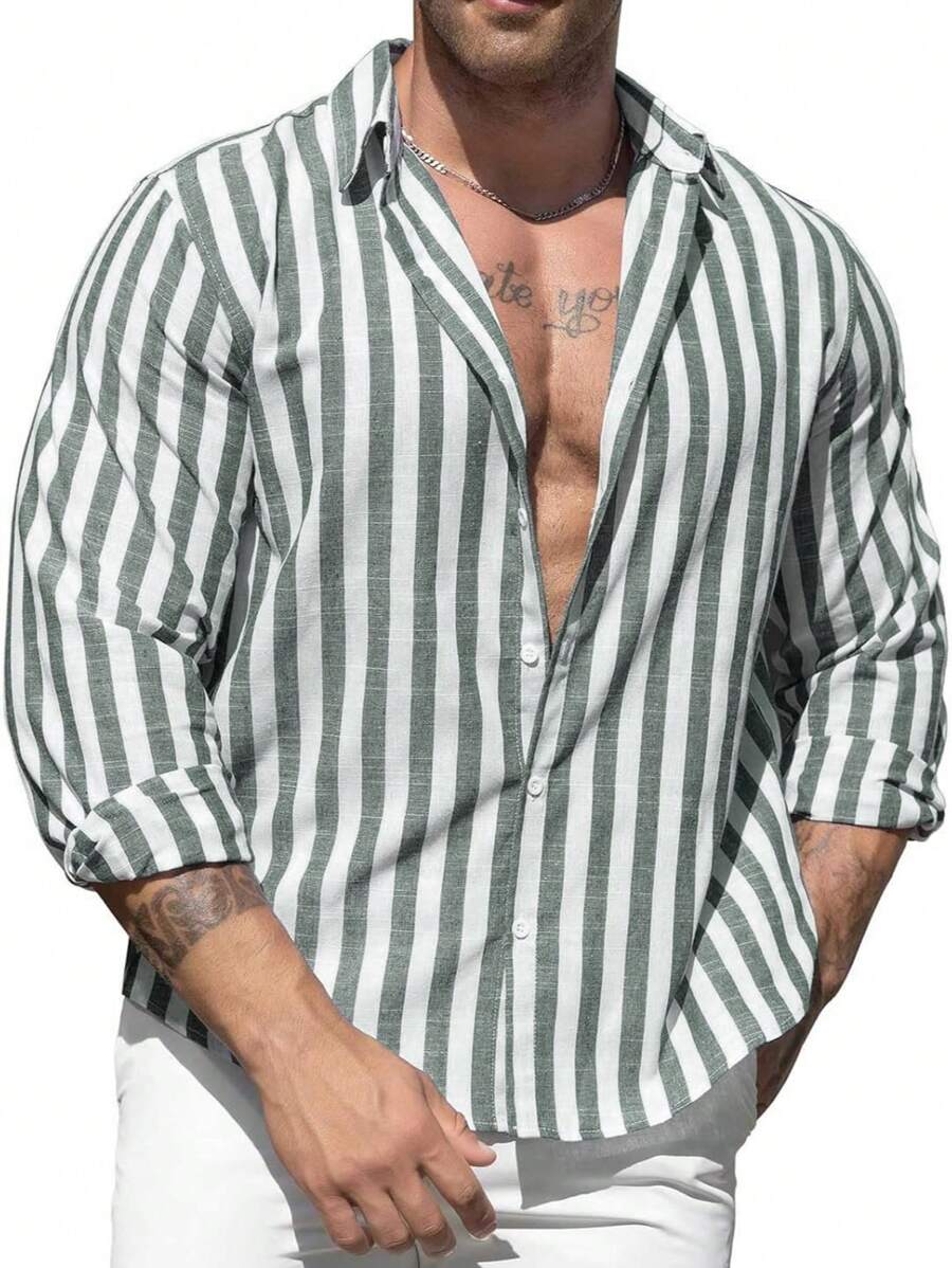 Camisa Masculina de Linho e Algodão Miami