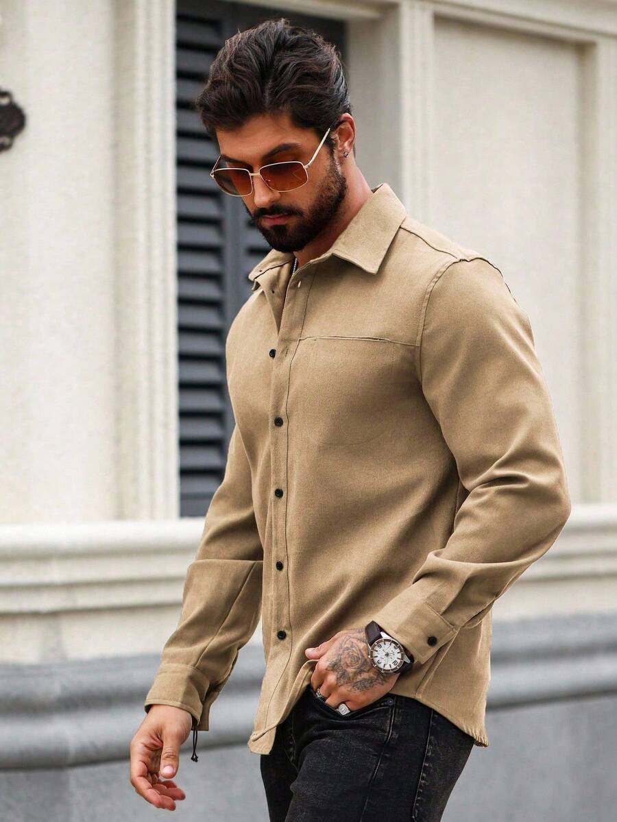 Camisa Masculina de Manga Longa em Linho Madri