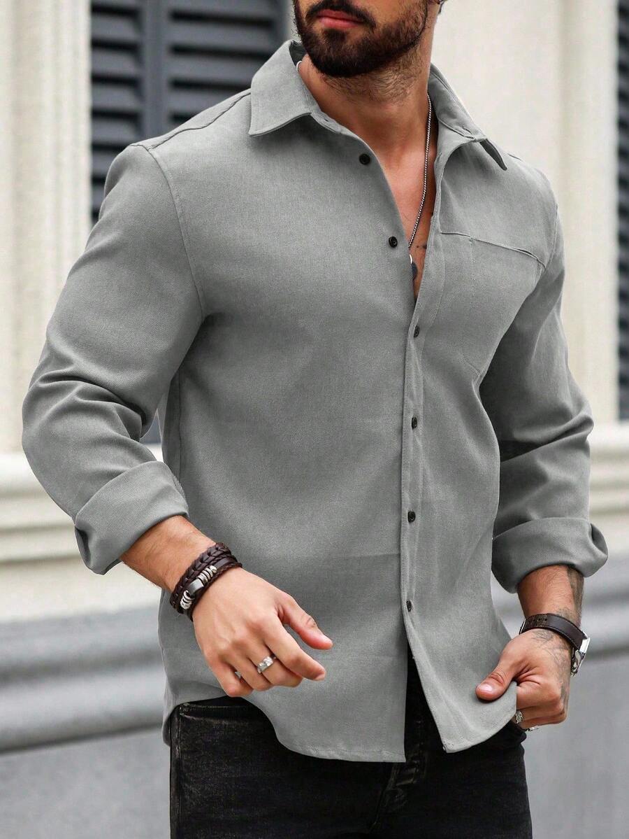 Camisa Masculina de Manga Longa em Linho Madri