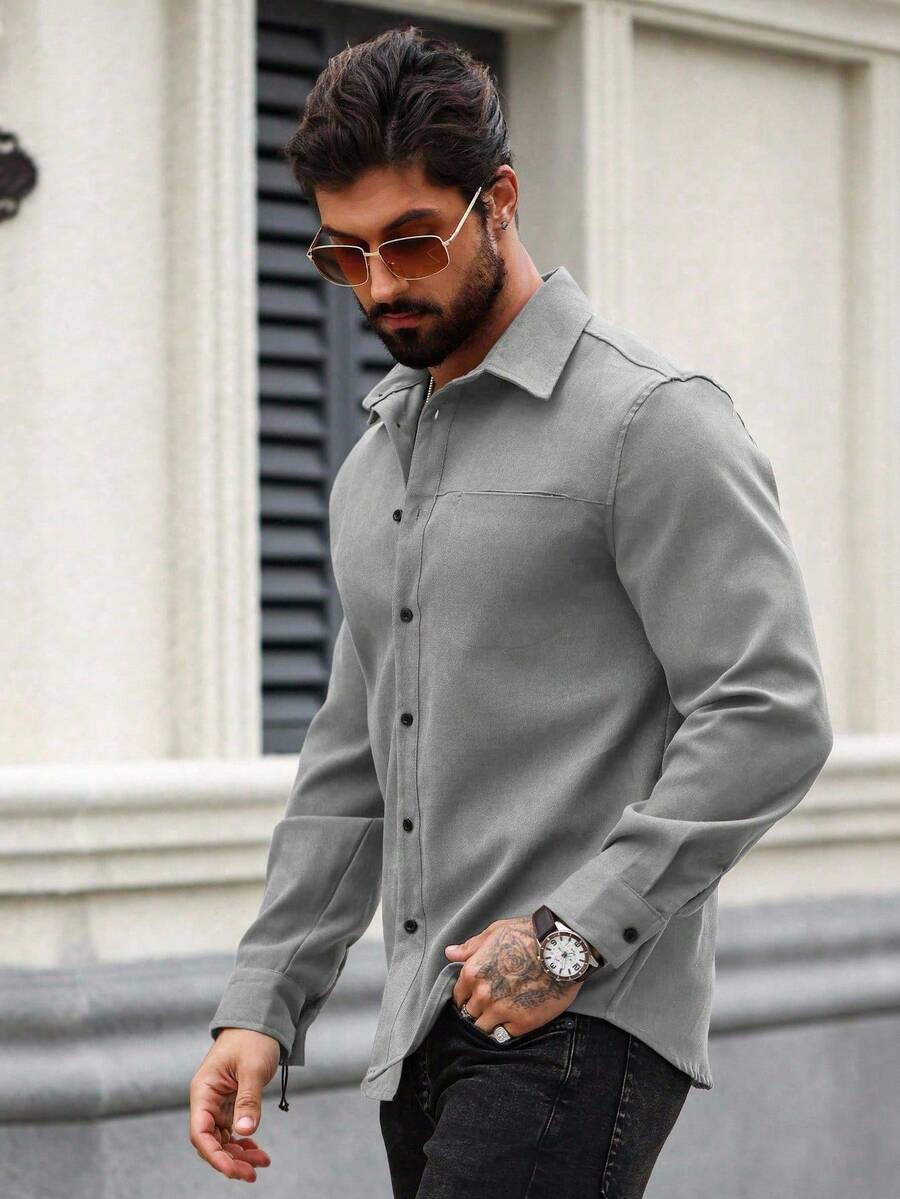 Camisa Masculina de Manga Longa em Linho Madri