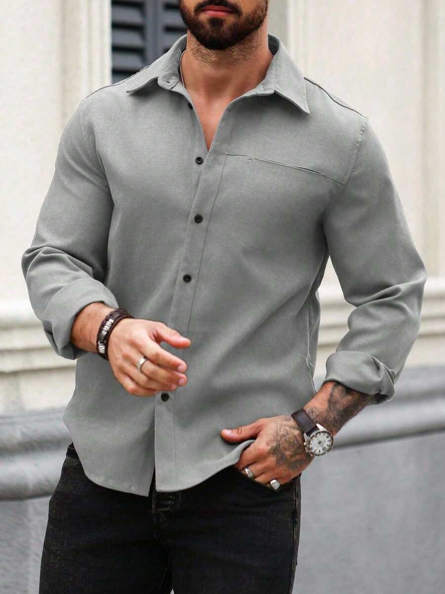 Camisa Masculina de Manga Longa em Linho Madri