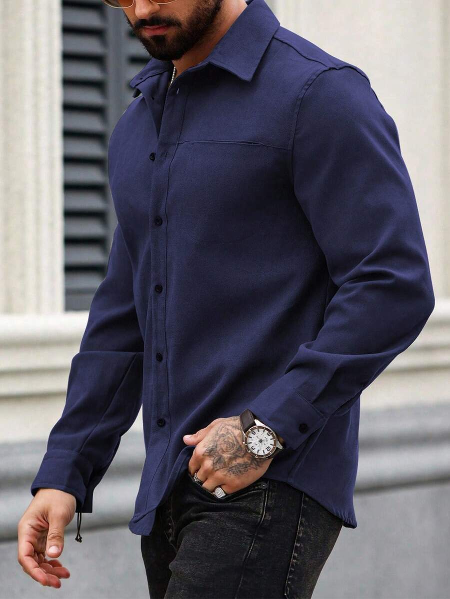 Camisa Masculina de Manga Longa em Linho Madri