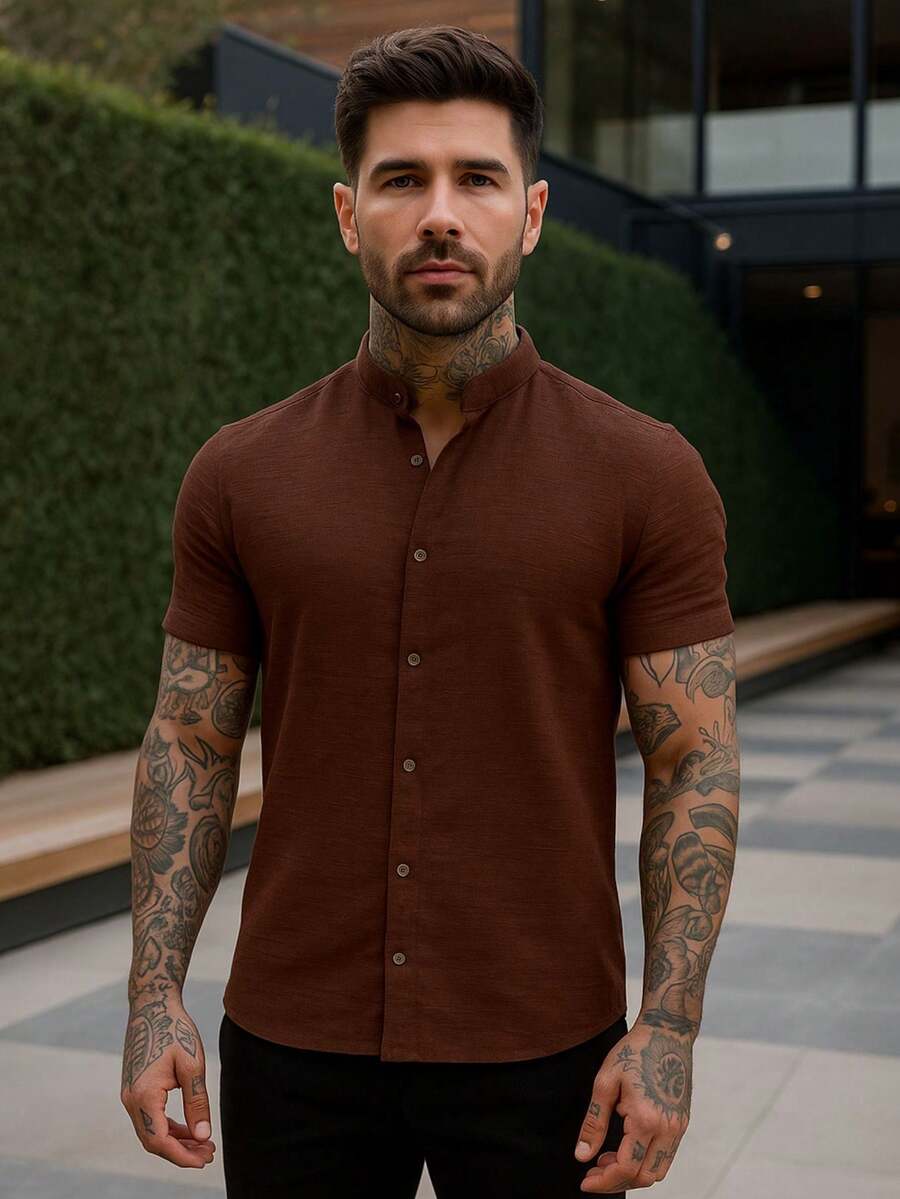 Camisa Masculina Gola Padre Manga Curta Doral