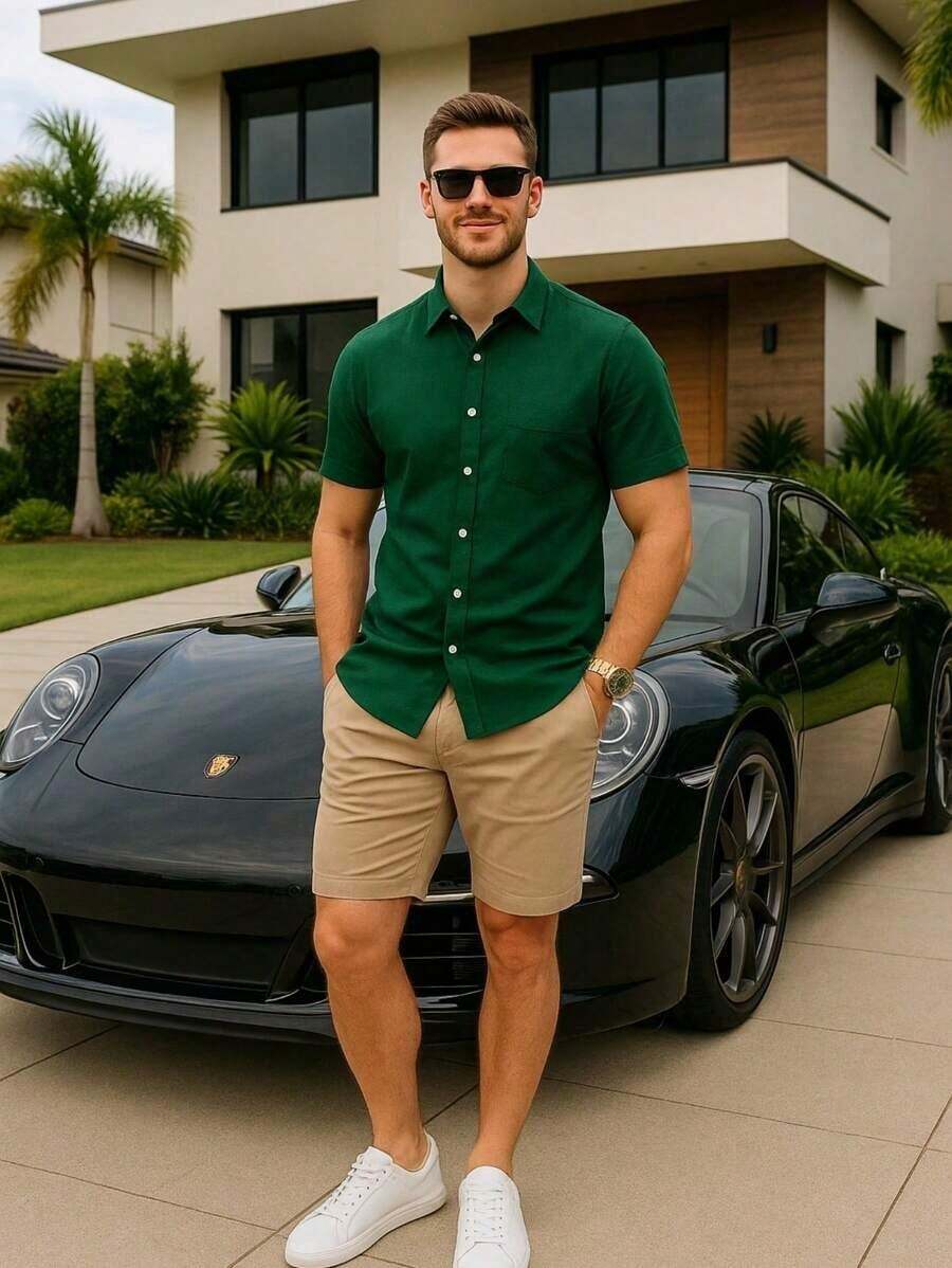 Camisa Masculina Gola Italiana Manga Curta Premium