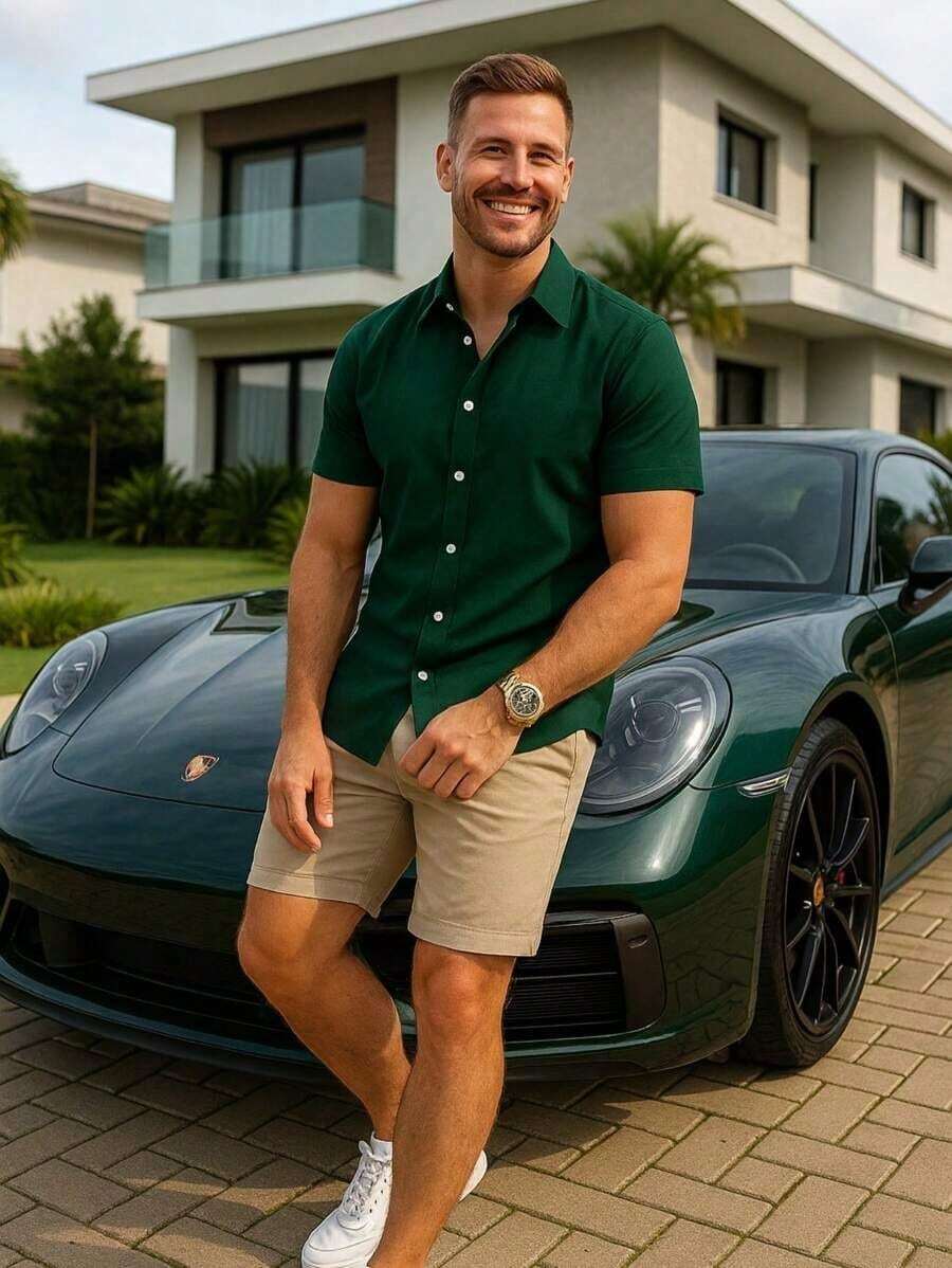 Camisa Masculina Gola Italiana Manga Curta Premium