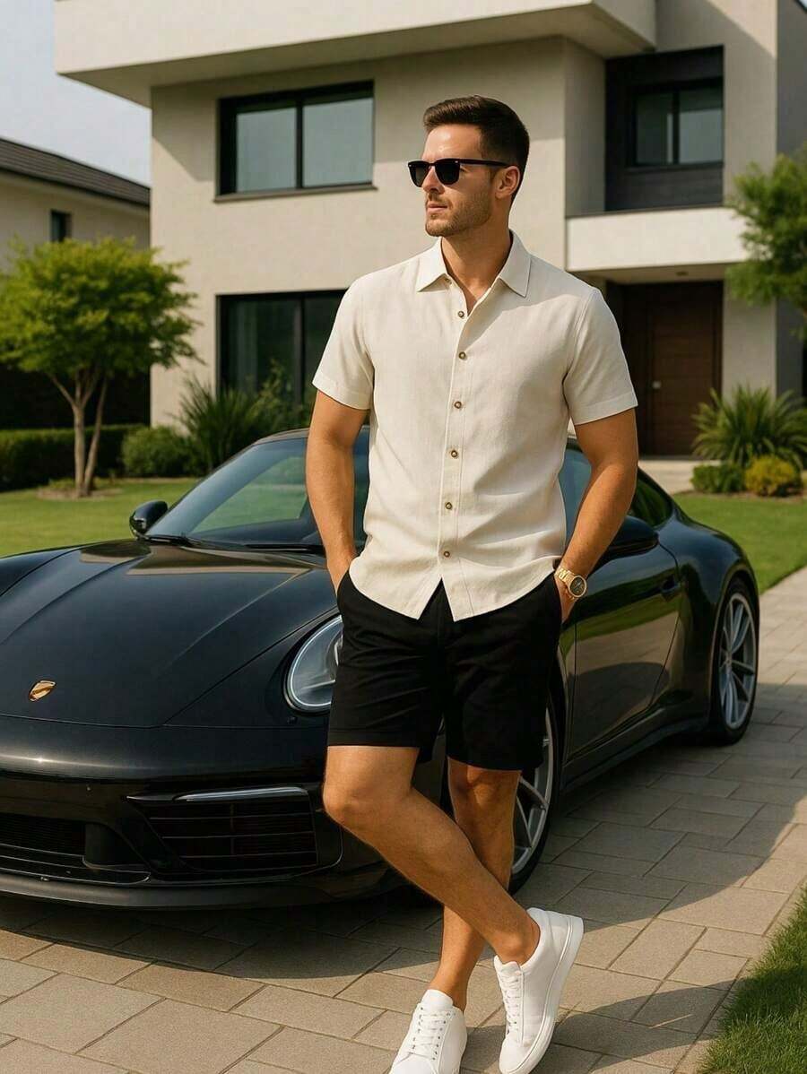 Camisa Masculina Gola Italiana Manga Curta Premium