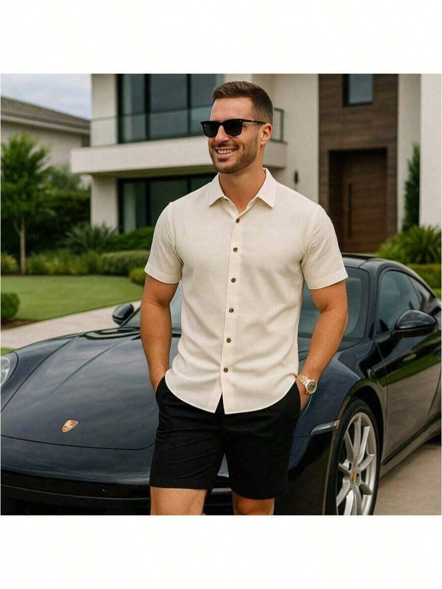 Camisa Masculina Gola Italiana Manga Curta Premium