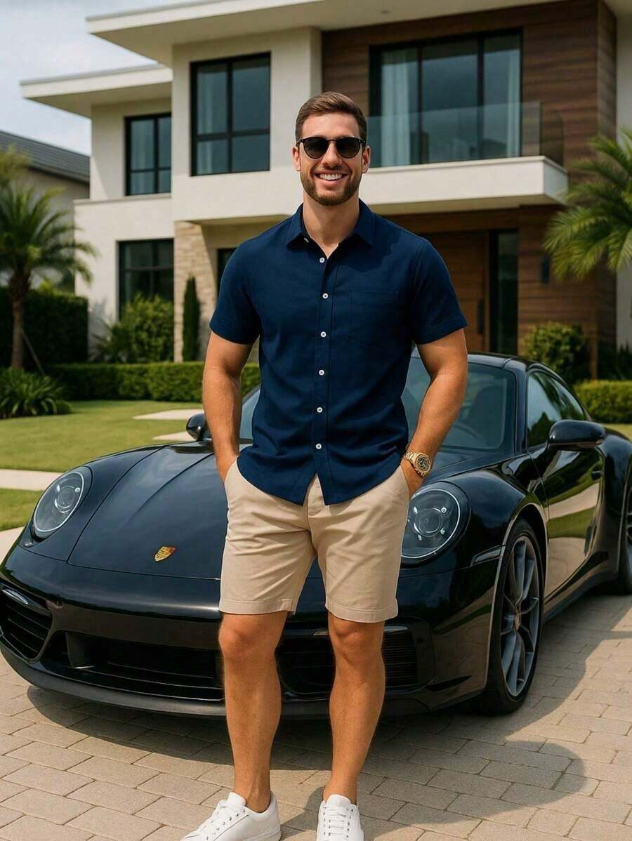 Camisa Masculina Gola Italiana Manga Curta Premium