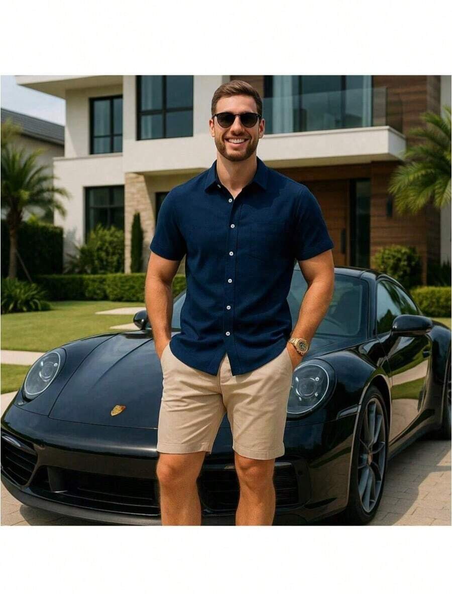 Camisa Masculina Gola Italiana Manga Curta Premium