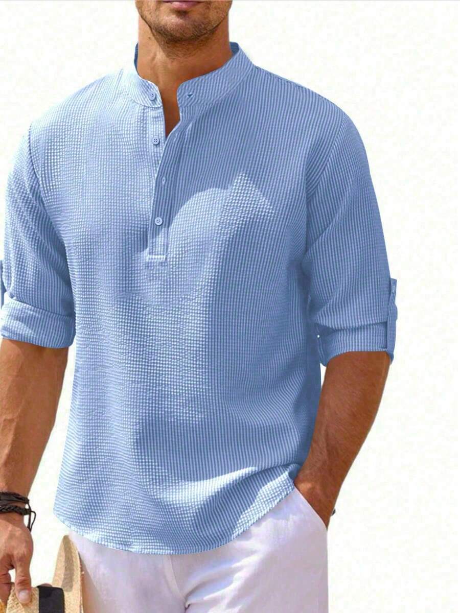 Camisa Masculina Henley de Manga Longa